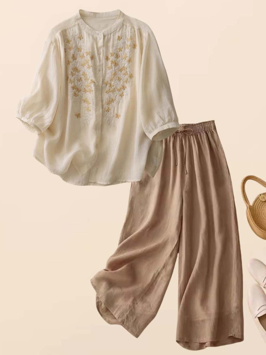 Embroidery Cotton Shirt - New Chinese Style Cotton Linen Women's