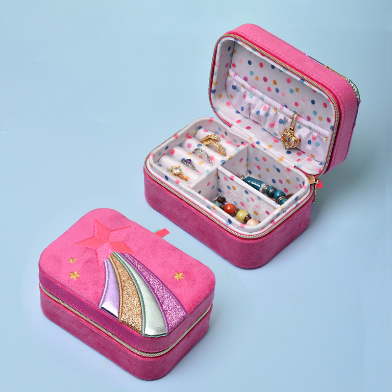 Embroidery Moisturizer - Portable velvet embroidered jewelry box Multifunctional