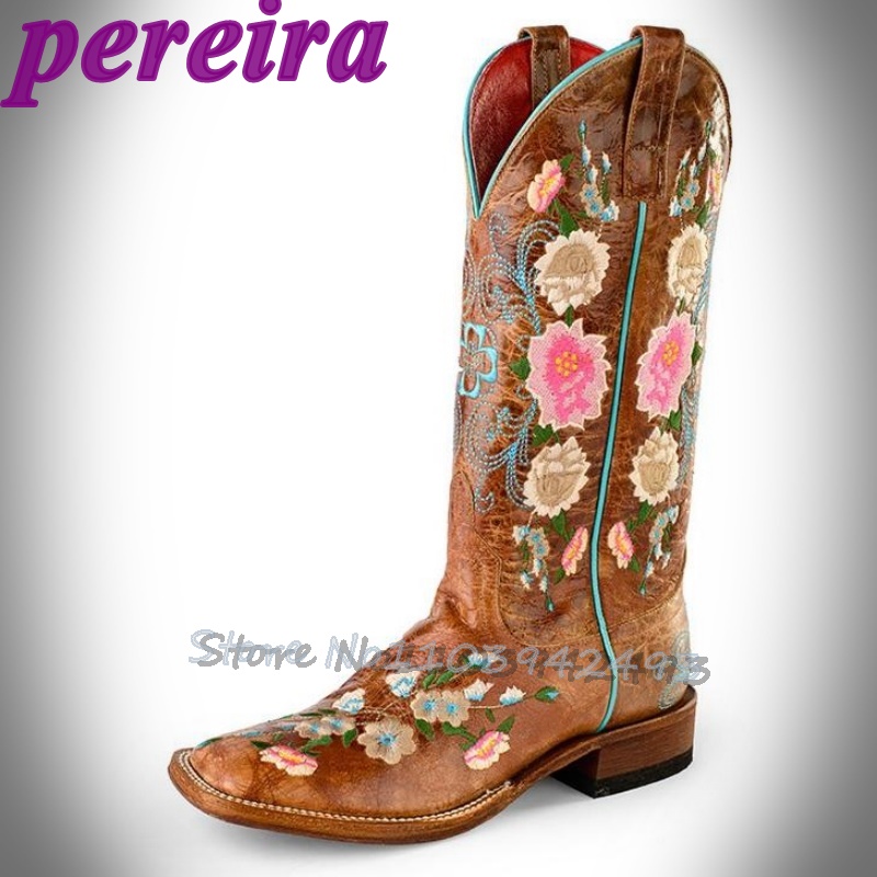 Embroidery Rose - Embroidered Flower Boots Rose Garden Botas