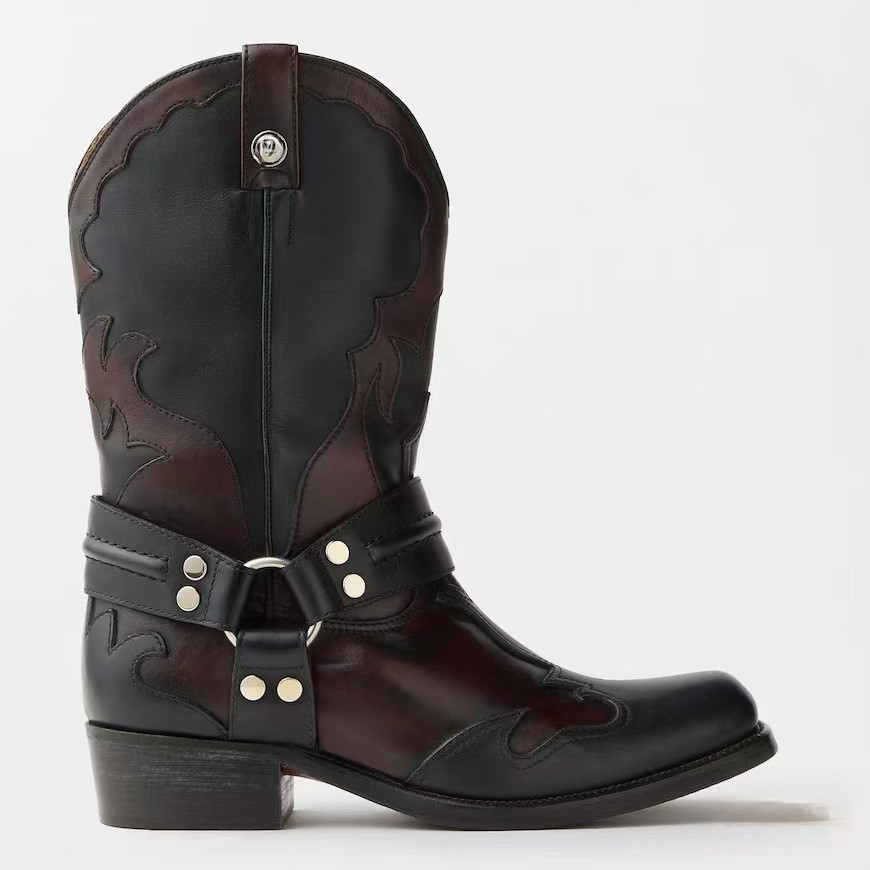 Embroidery Yes - New Autumn/Winter Women's Color Block Cowboy