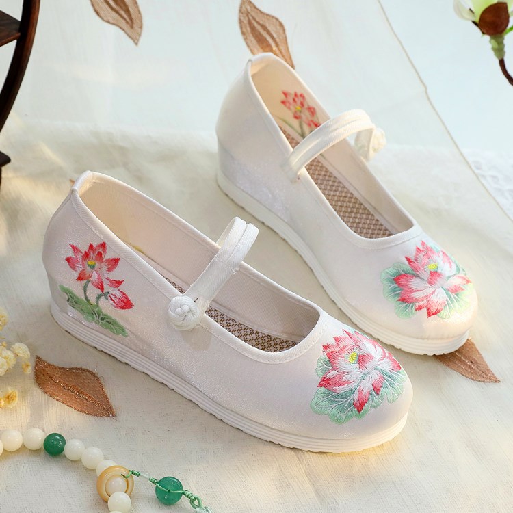 Embroidery Yes - 2026 Women's White & Green Lotus