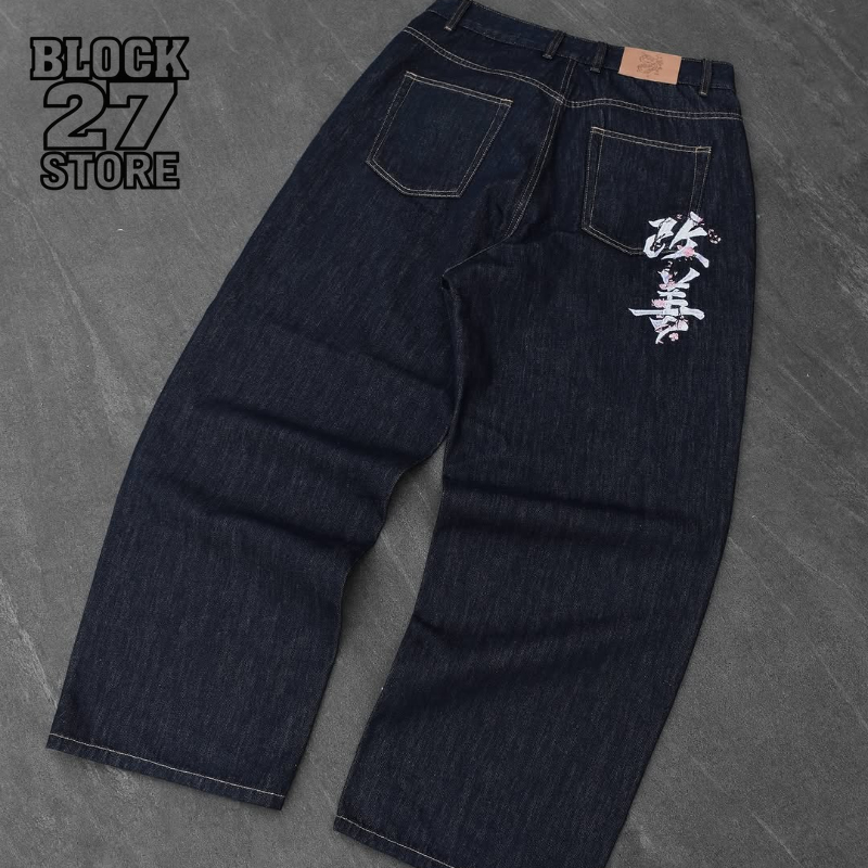 Embroidery Font Free - Mens Jeans Harajuku Y2K Retro Art