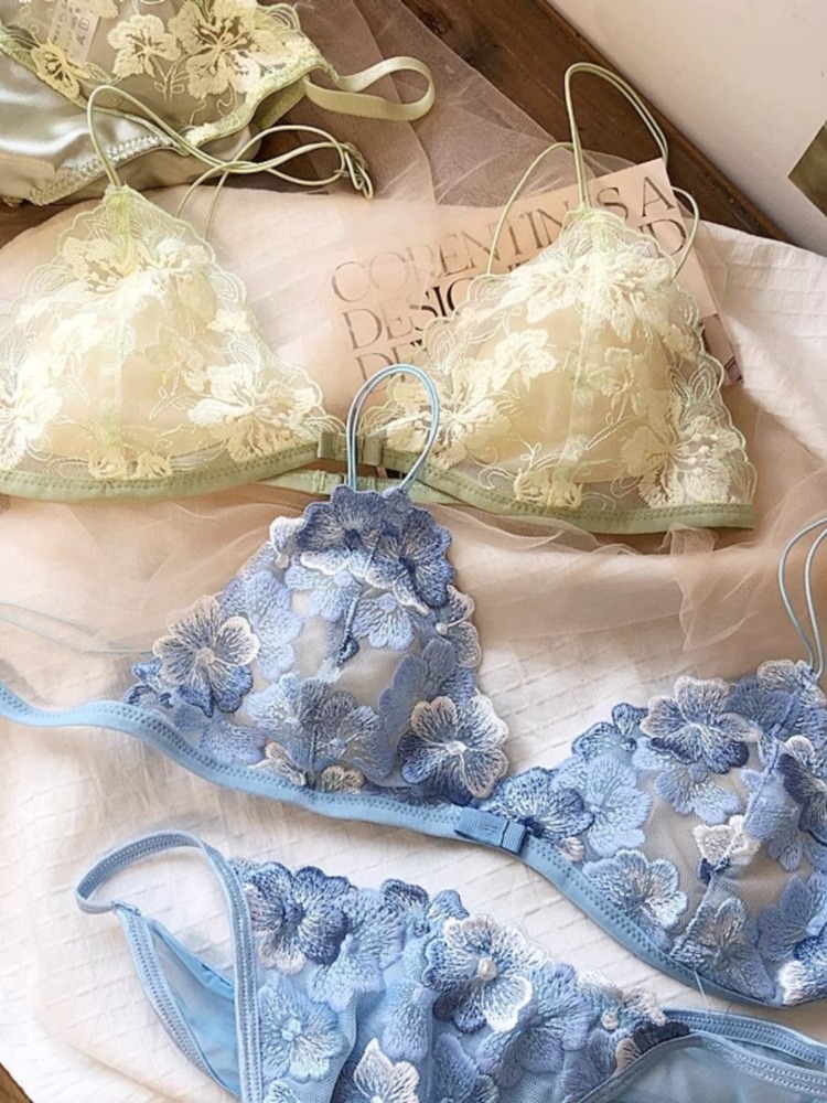 Embroidery In Australia - French Niche Lingerie Set Embroidered Mesh