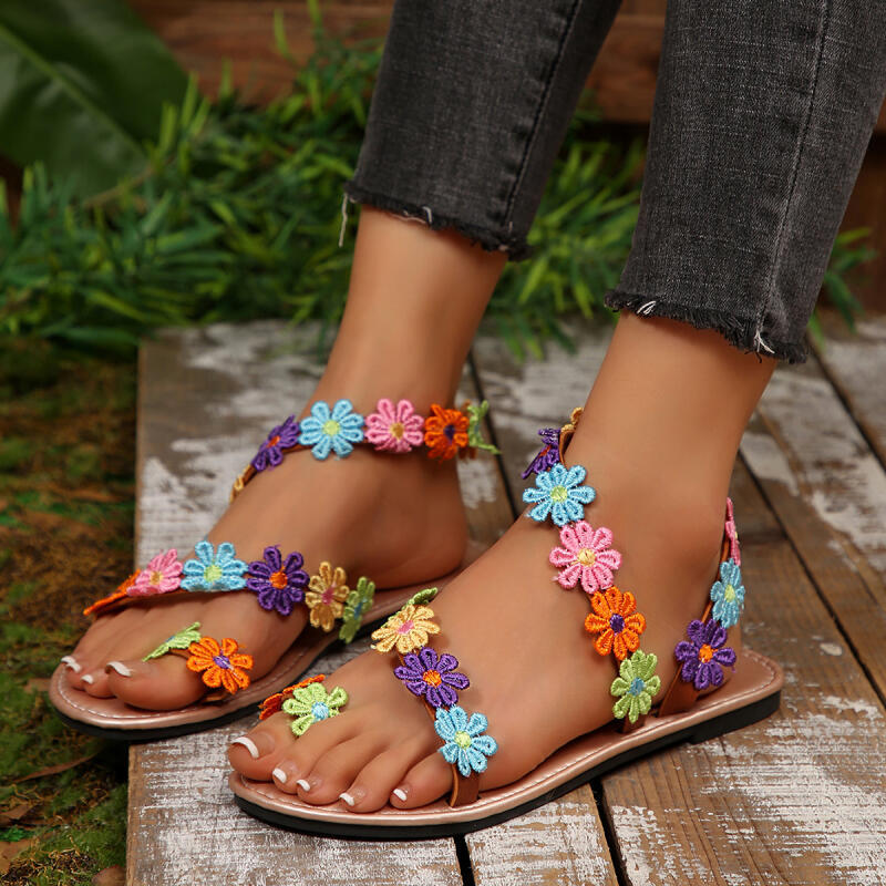 Embroidery Flower - Bohemian Embroidery Flower Designer Sandals Women