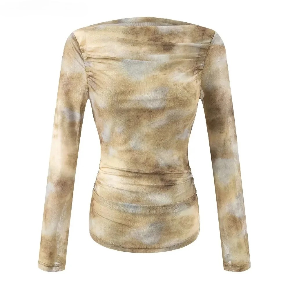 Embroidery Print - 2025 Sexy Tie-Dye Print Ruched Shoulder