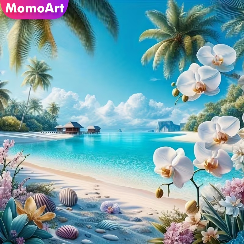 Embroidery Daisy - Momoart Seaside Diamond Mosaic Landscape Acrylic