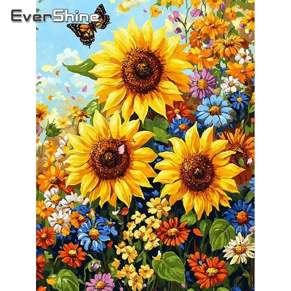 Embroidery Daisy - Evershine Full Square Round Diamond Embroidery