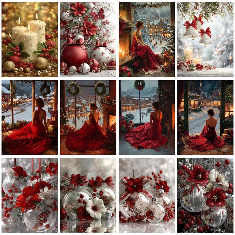Embroidery Translate - CHENISTORY Coloring By Number Christmas Candle