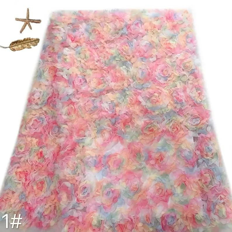 Embroidery Rose - 3d chiffon rose flower lace fabric