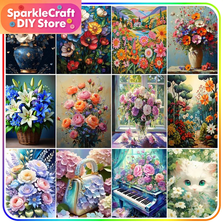 Embroidery Flower - 1pc frameless Diamond Painting Kits Flowers