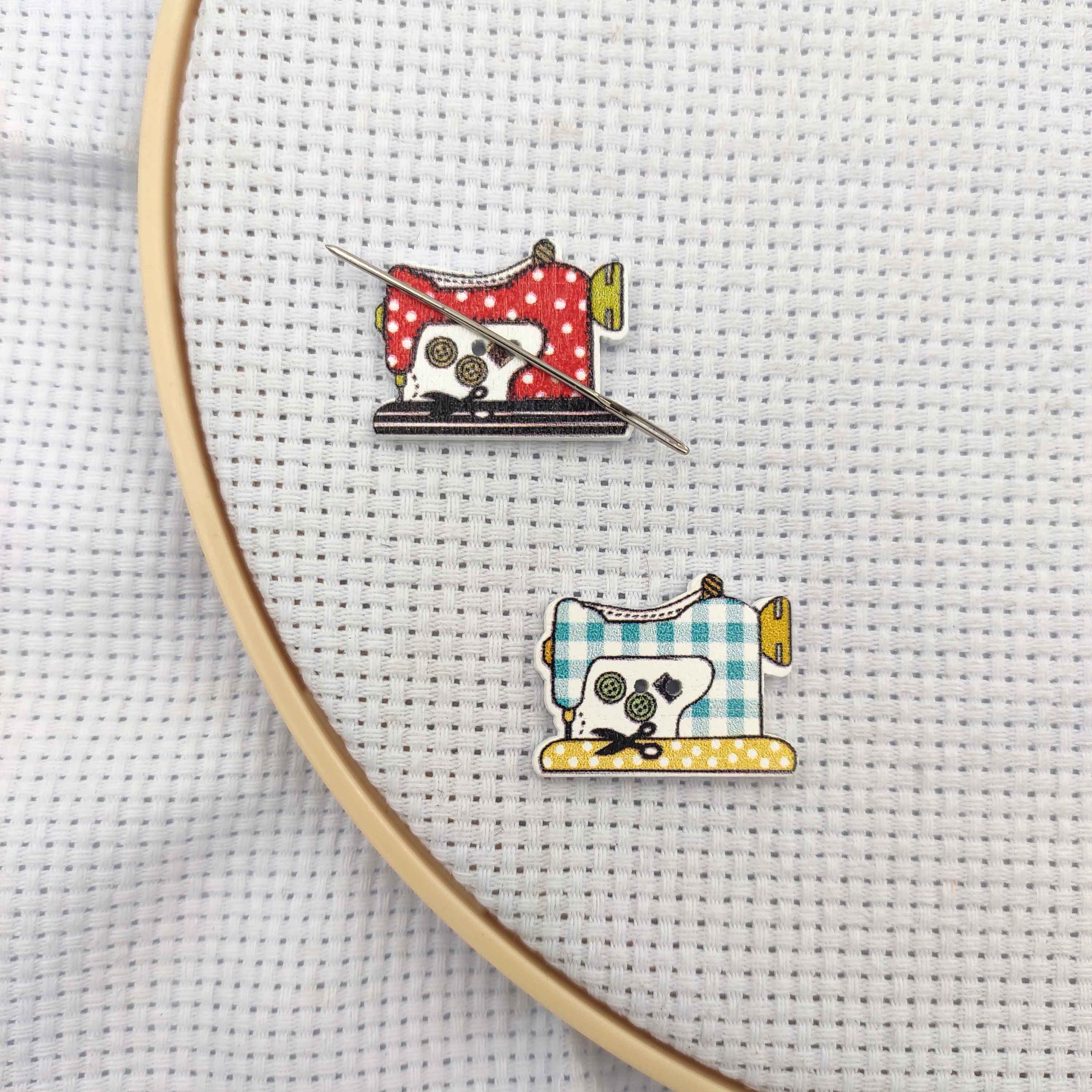 Embroidery Cross Stitch Patterns - Needle Minders Wood Sewing Machine 2pcs