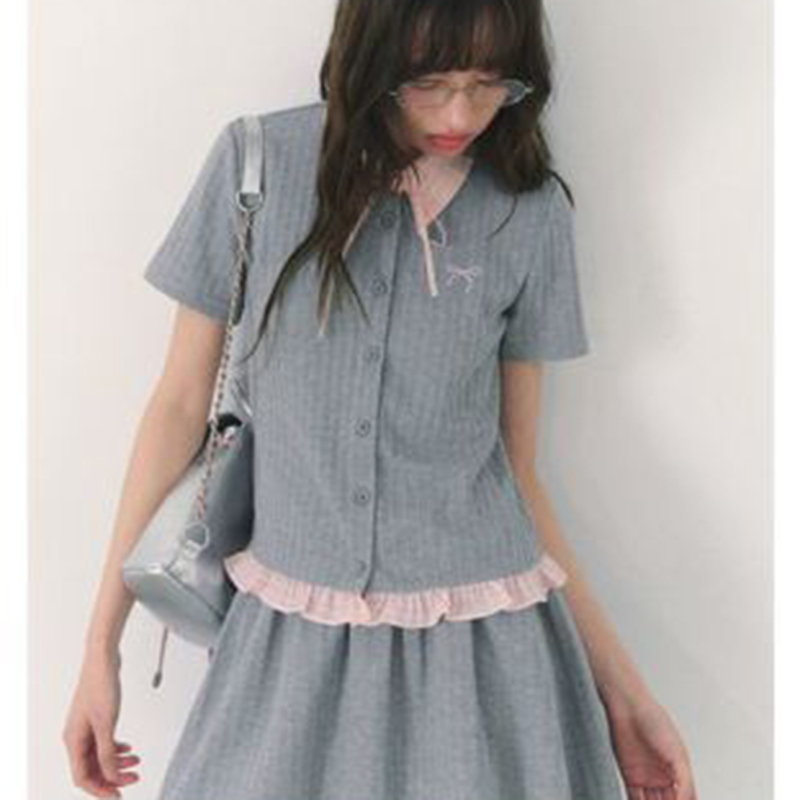 Summer Knitted Preppy Style Tw - đánh giá và giá Embroidery Cotton Shirt