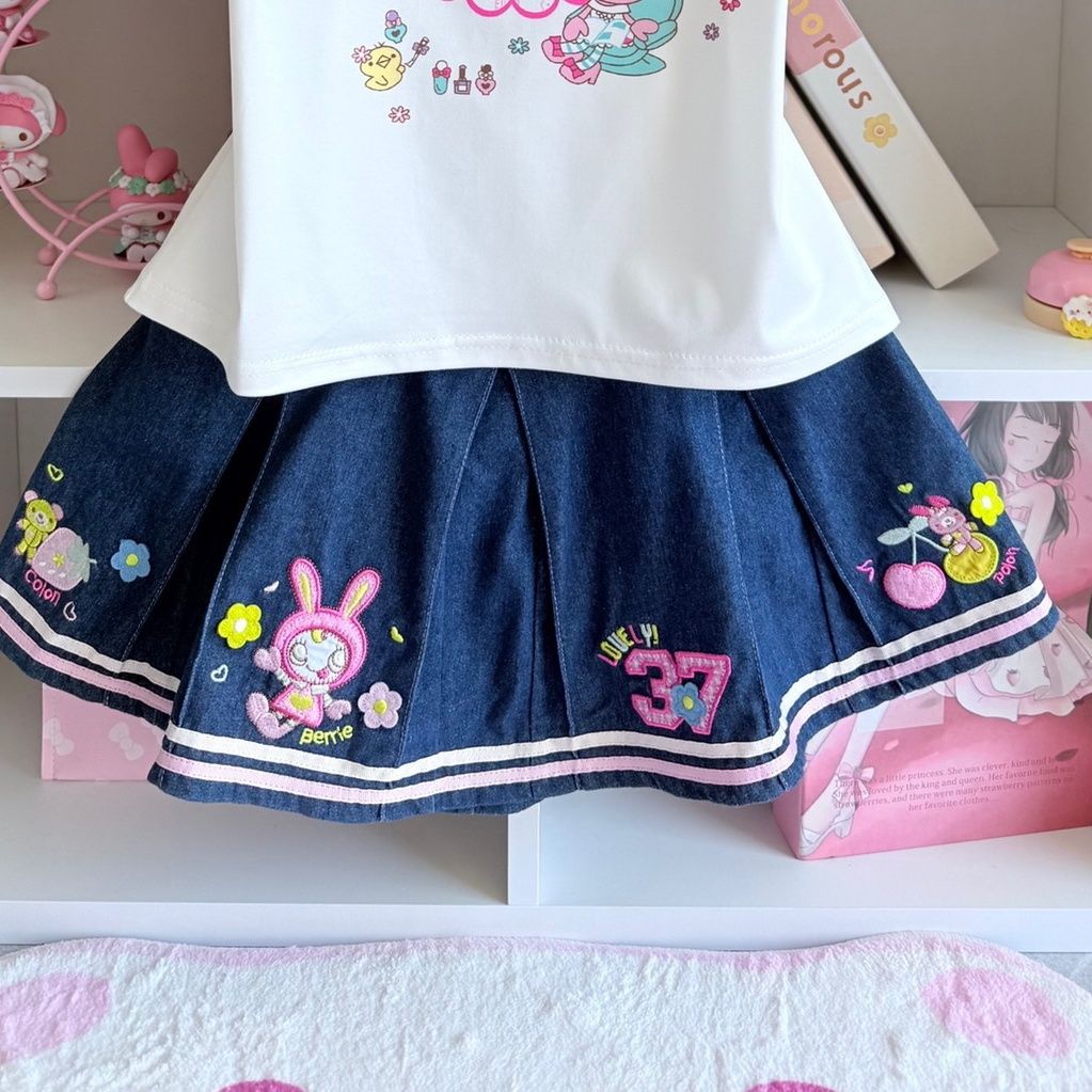 Japanese Sweet Skirt Sets Summ - đánh giá và giá Embroidery Cotton Shirt