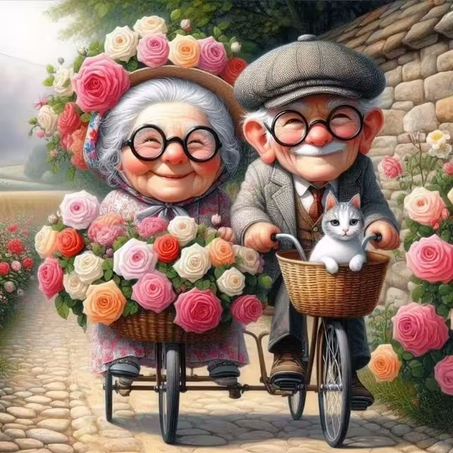 Cartoon Happy Old Couple 5D Fu - đánh giá và giá Embroidery Lovers