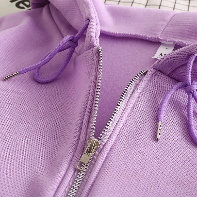 Spring and Autumn Zipper Solid - đánh giá và giá Embroidery Zip Up Hoodie