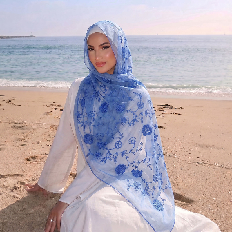 Floral Embroidery Muslim Hijab - đánh giá và giá Embroidery Print