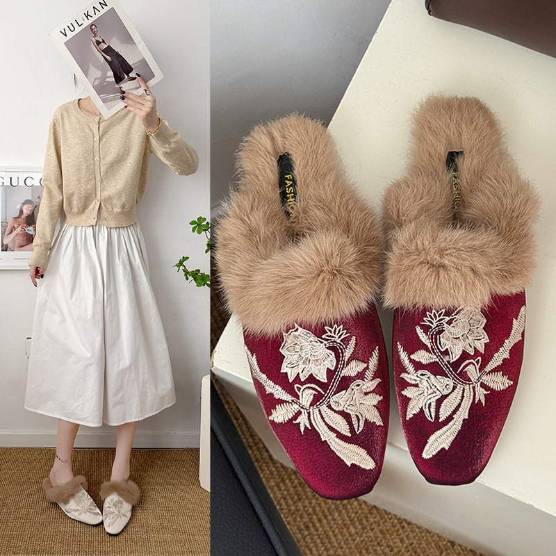 Large Size Women's Half Slippe - đánh giá và giá Embroidery Yes