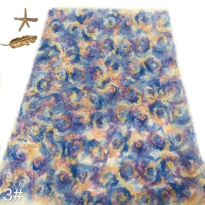 3d chiffon rose flower lace fa - đánh giá và giá Embroidery Rose