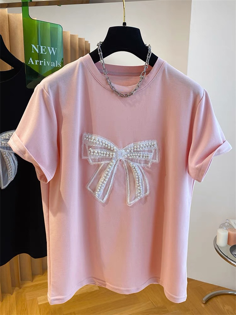  Pearl  Knot Short Sleeve T-Sh - đánh giá và giá Embroidery Cotton Shirt