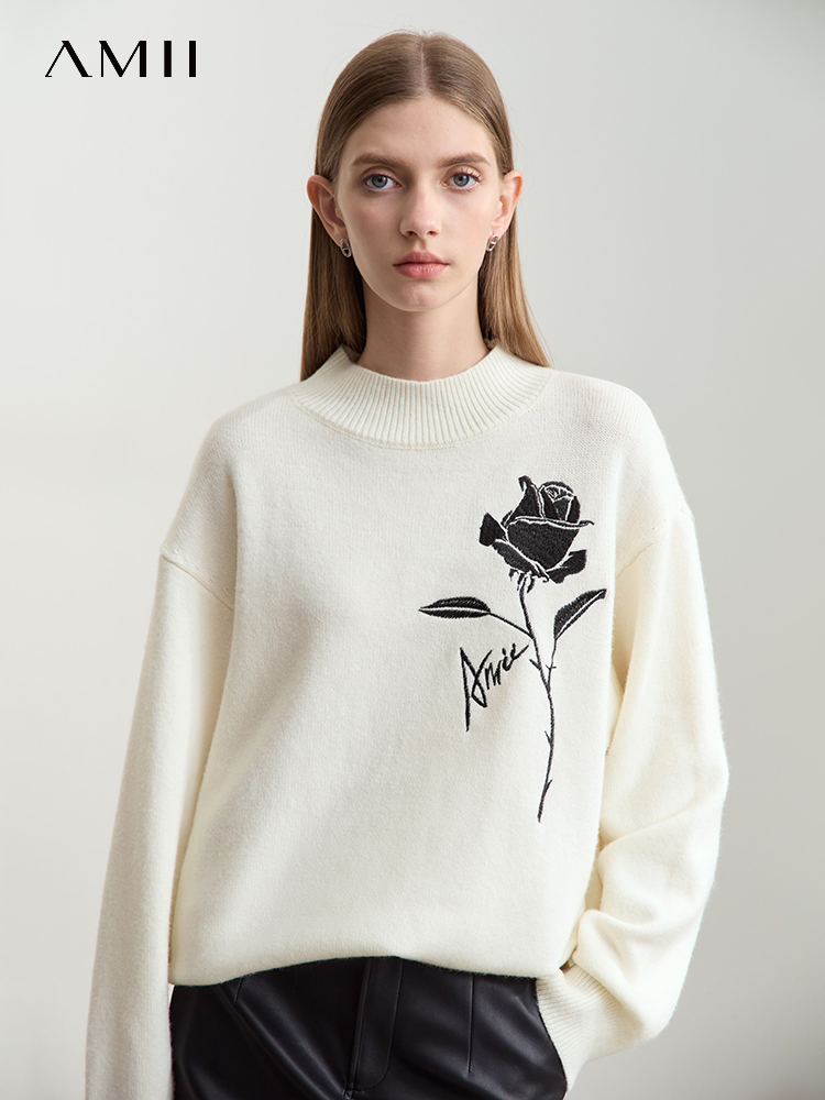 Amii Sweaters for Autumn Winte - đánh giá và giá Embroidery Rose