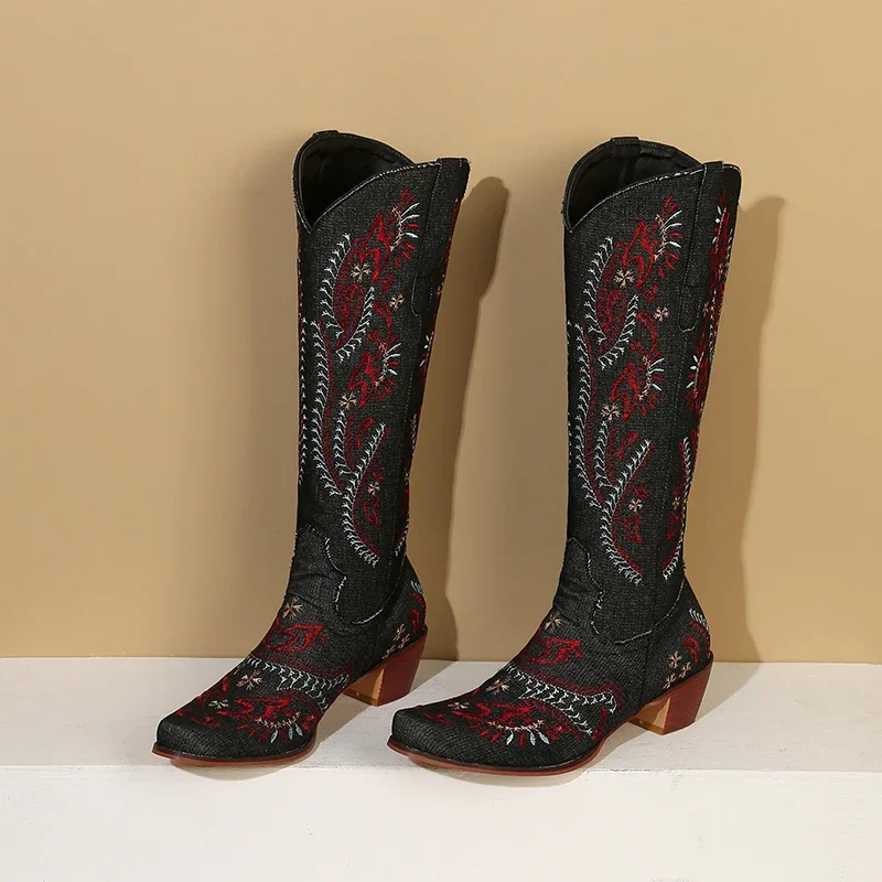 Blue Denim Western Cowgirl Kne - đánh giá và giá Embroidery Yes